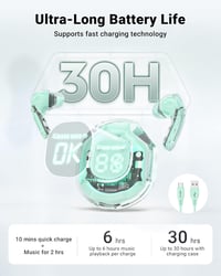 ACEFAST T8 Zöld Bluetooth Fülhallgató 4 Mikrofonnal, 30 Órás Akkuval és Zajszűréssel 4