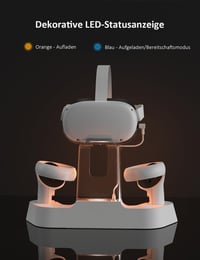 NexiGo Töltőállomás Oculus Quest 2-höz - Fejhallgató Tartó, Kontroller Dokkoló, Elite Strap Kompatibilis, LED Jelzőfény, 2 Újratölthető Akku 3