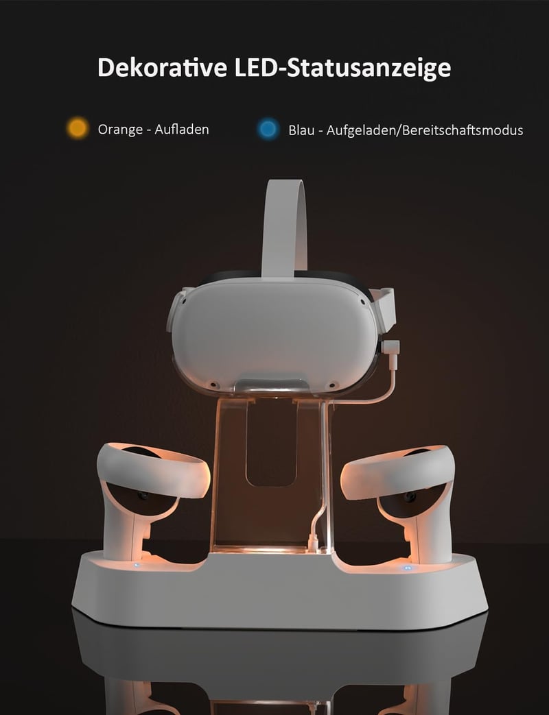 NexiGo Töltőállomás Oculus Quest 2-höz - Fejhallgató Tartó, Kontroller Dokkoló, Elite Strap Kompatibilis, LED Jelzőfény, 2 Újratölthető Akku