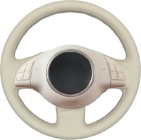 MEWANT Kormányvédő Huzat Fiat 500 (2008-2012) Modellekhez - DIY Kézi Varrású, Bézs Mikroszálas Bőr, Csúszásgátló, Kényelmes Fogás 1