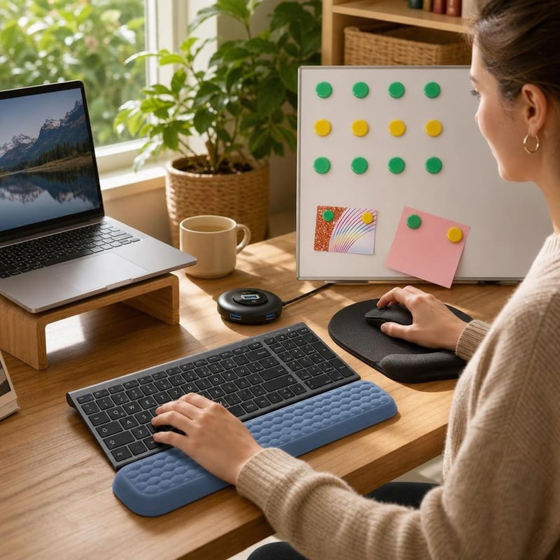 Kancelársky set: klávesnica+myš + podložka + 2x opierka + 20x magnet + 4-portový USB hub