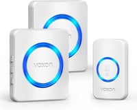VOXON Vezeték Nélküli Csengő 400m Hatótávval - IP65 Vízálló Ajtócsengő 2 Vevőegységgel, LED Villogással, 5 Hangerőszinttel, 60 Dallammal  1