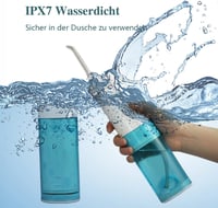 Hordozható Kék-Fehér Vízsugaras Fogköztisztító - Akkus, 5 Fejes, 200ml-es 3