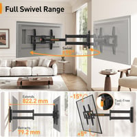 Perlegear TV Fali Tartó 32-75" LCD/LED/OLED Készülékekhez - 822 mm Hosszú Kar, 180° Forgatható, Sarokba Szerelhető, VESA 600x400mm, 45kg Teh 11