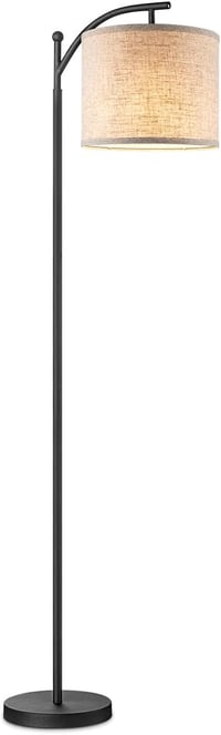 Home Sweet Home Modern Állólámpa, 150 cm, Fekete Lenvászon Ernyővel, E27 LED 9W Izzóval, Lábkapcsolós, Nappali és Hálószoba Világításhoz 1