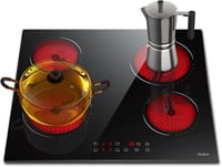 Hobsir hob 60 cm-es Üvegkerámia Főzőlap 4 Zónával, Érintőszenzoros Vezérlés, 6000W, 9 Teljesítményszint, LED Kijelző, Gyerekzár 1