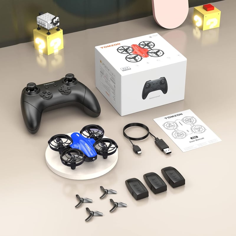 Tomzon Mini Drón Gyerekeknek - Kék, 24 Perces Repülési Idő, Harci Mód, 360° Védelem
