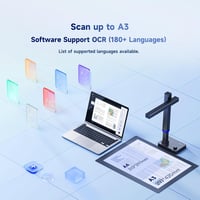 CZUR Shine Ultra 13MP A3 Hordozható Dokumentum és Könyvszkenner - OCR 180+ Nyelv, Folyamatos Megvilágítás, Windows és macOS Kompatibilis - 13 Megapixel 3