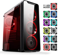 EMPIRE GAMING Warmachine ATX Mid-Tower Gamer Ház - 4 RGB LED Ventilátor, 11 Világítási Mód, Edzett Üveg, Vízhűtés Kompatibilis, Fekete 2