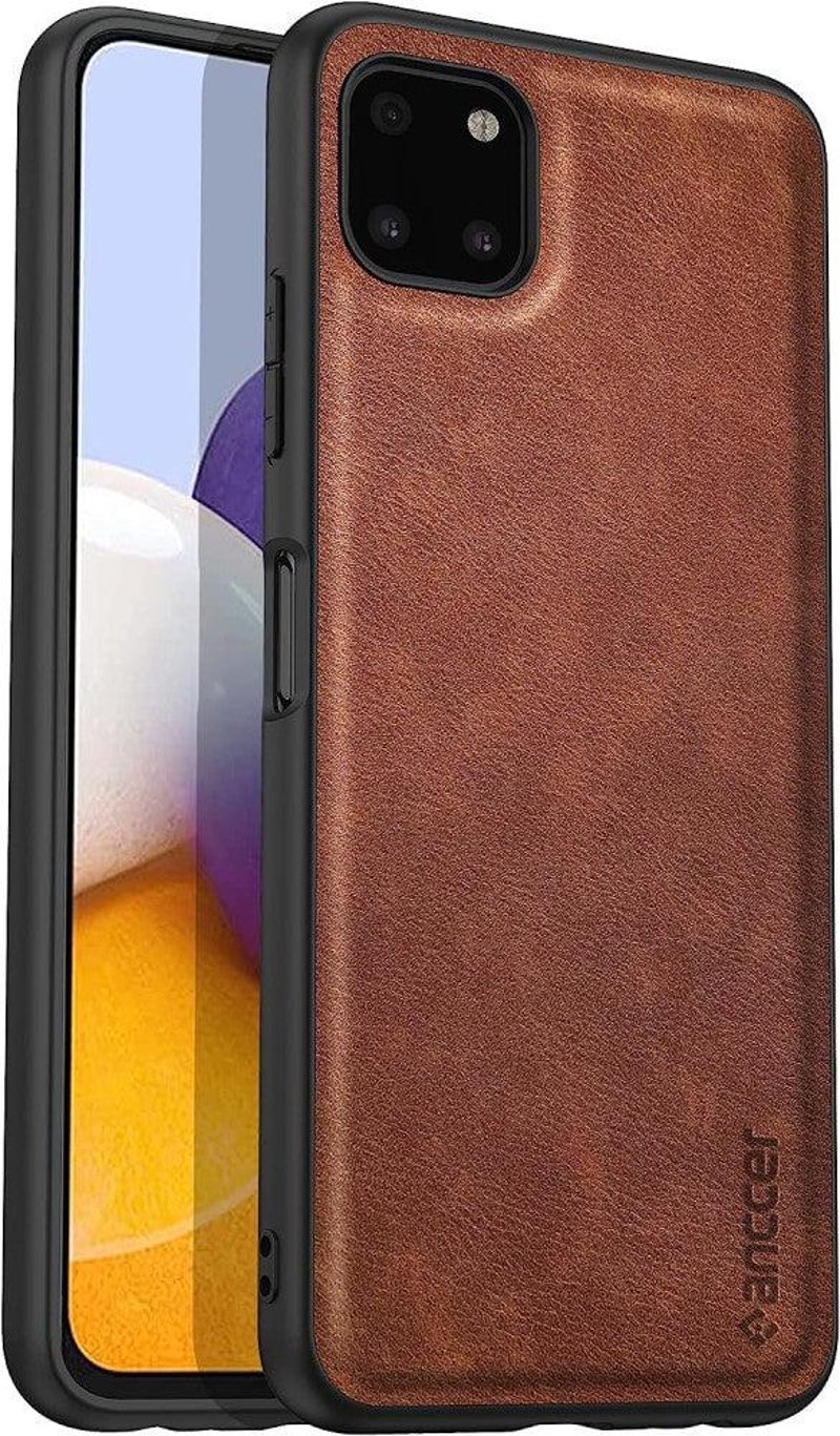 Samsung Galaxy A22 Retro Barna Bőrhatású Tok - Könnyű és Ütésálló