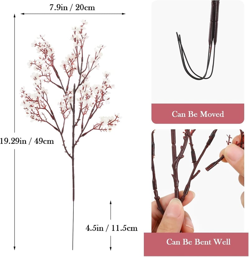 N&T NIETING Művirág Szett - 12 db Fehér Fátyolvirág (Gypsophila) Dekoráció Esküvőre, Asztalra, Lakásba - 49 cm Hosszú Selyem Virágcsokor