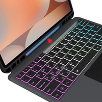 ROOFEI Bluetooth Billentyűzetes Tok Samsung Galaxy Tab S9 FE+/S9+/S10+ 12,4" Tablethez - Levehető RGB Háttérvilágítású QWERTZ Billentyűzet T 9