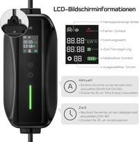 dé Type 2 Elektromos Autó Töltőkábel Schuko 3.68 kW Digitális Kijelzővel - 6m Hordozható EV Töltő Peugeot, Citroën, Mercedes, Audi, BMW, VW  8