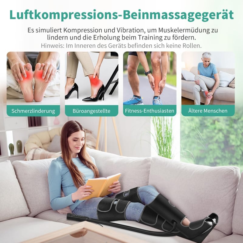 Medcursor 3 az 1-ben Légkompressziós Lábmasszírozó - Vádli, Comb és Talp Masszázs, 6 Üzemmód, 3 Intenzitás, Izomrelaxáció és Vérkeringés Jav