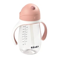 BÉABA Tanulópohár 2 az 1-ben - 300 ml Rózsaszín Gyerek Ivópohár Szívószállal - Szivárgásmentes, Levehető Fogantyúk, BPA-mentes Tritan 2