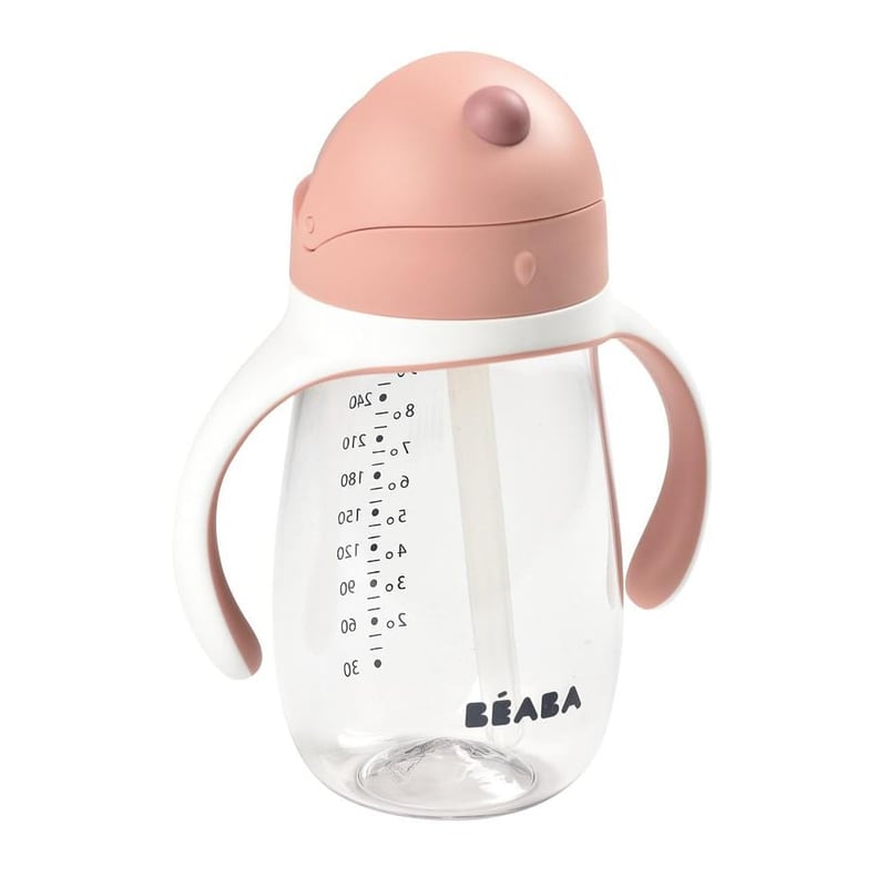 BÉABA Tanulópohár 2 az 1-ben - 300 ml Rózsaszín Gyerek Ivópohár Szívószállal - Szivárgásmentes, Levehető Fogantyúk, BPA-mentes Tritan