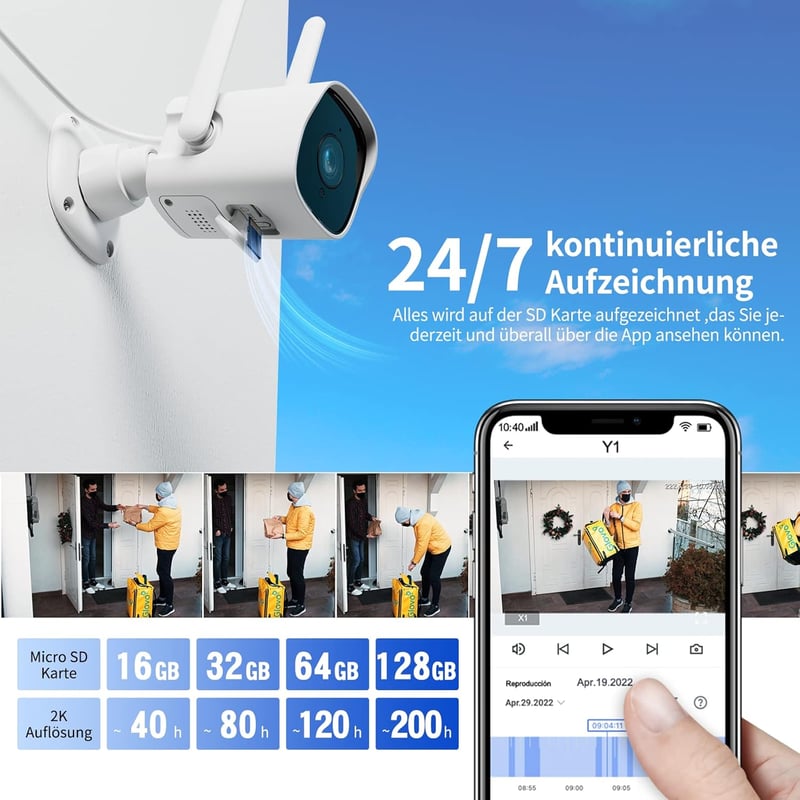 Wansview 2K WiFi Kültéri Biztonsági Kamera - Adatvédelmi Zónával, Kétirányú Hanggal, SD Kártyahely (Fehér)