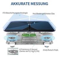 Inteligentná osobná váha Lepulse s meraním telesného tuku do 180 kg, aplikácia pre iOS/Android – Rozbalený tovar 3