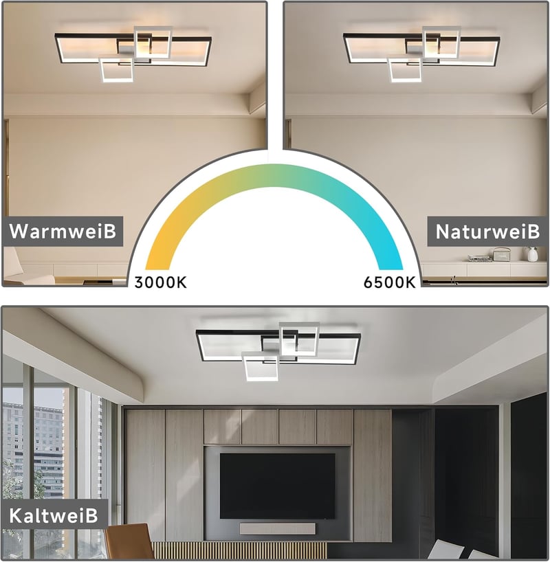 OTREN LED Mennyezeti Lámpa 65 cm, Fényerőszabályozható, Memória Funkcióval és Távirányítóval - Nappali, Étkező, Konyha, Iroda Világítás 52W