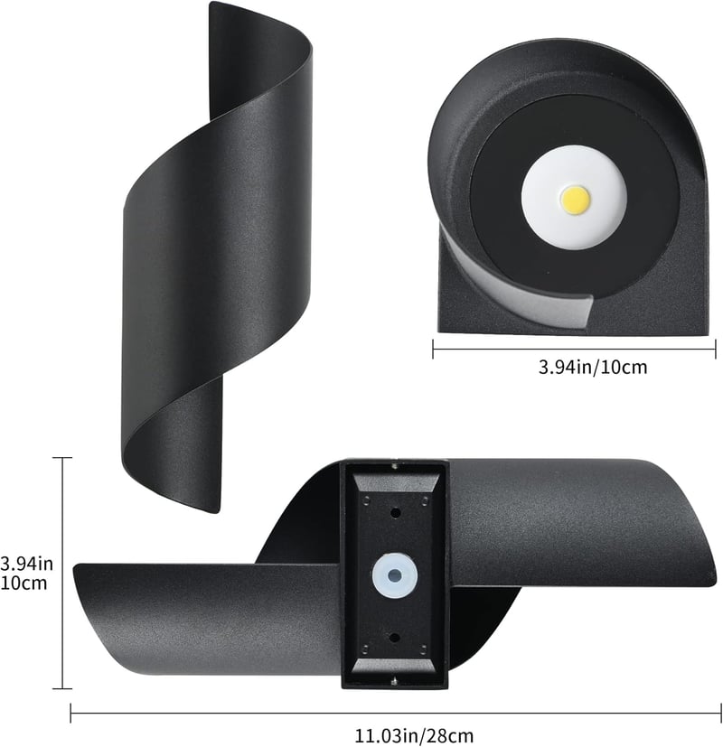  2 db LED Kültéri/Beltéri Fali Lámpa 10W - IP65 Vízálló, 3000K Meleg Fehér, Modern S-alakú Alumínium Dekorációs Világítás