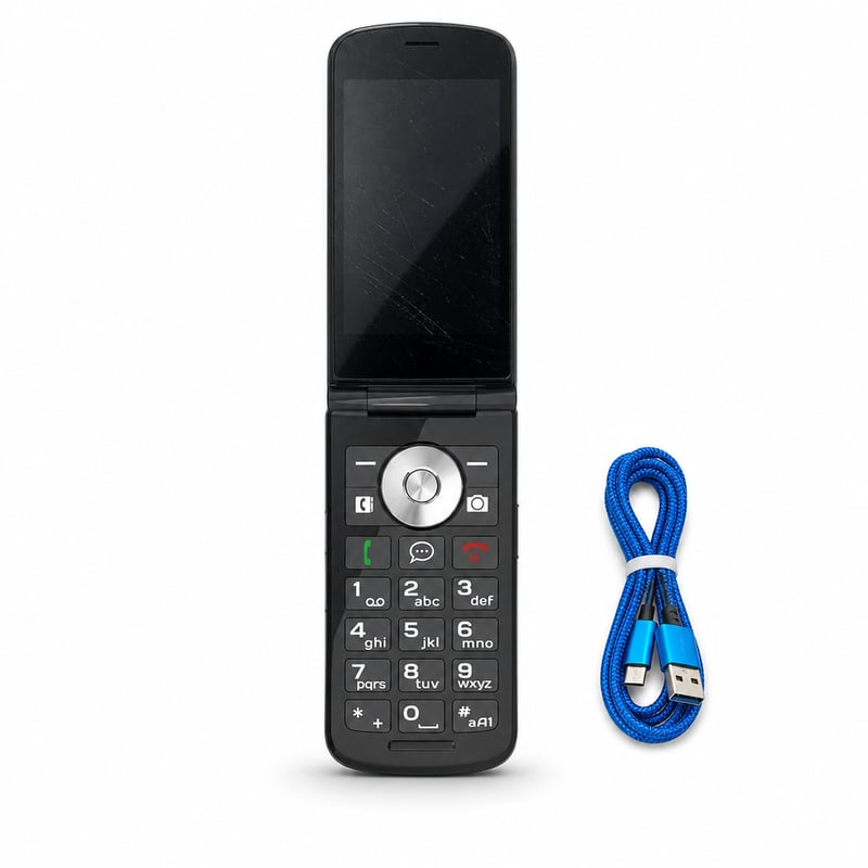 Emporia TOUCHsmart.3 New Edition 4G vyklápací telefón pre seniorov, čierny, 3,25" — poškriabaný kryt, bez nabíjacej stanice (stav: pozri 2. obrázok)