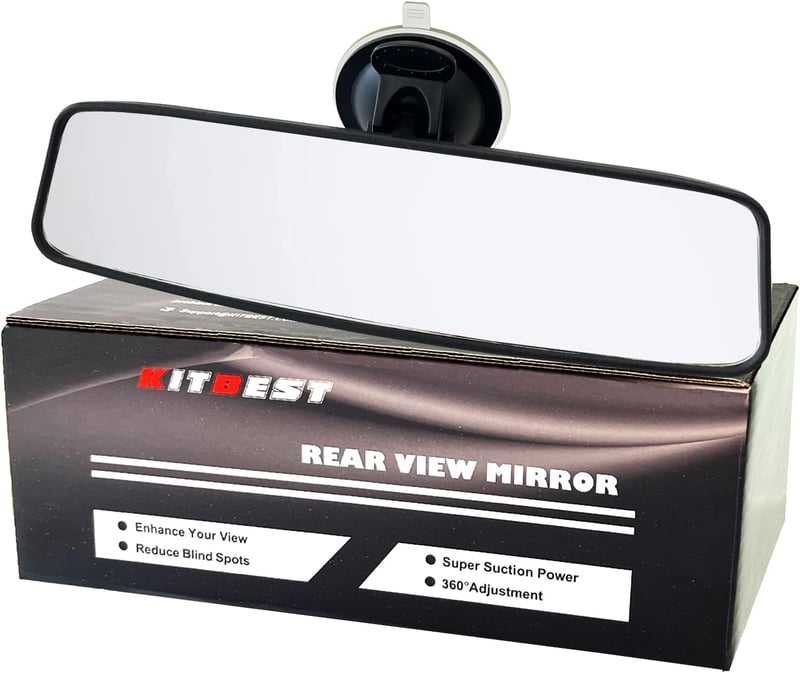 KITBEST Autós Belső Visszapillantó Tükör Tapadókoronggal - Széles Látószögű Állítható Oktató Tükör Autóhoz SUV Teherautóhoz 240x64mm