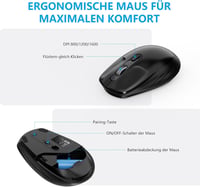 OMOTON vezeték nélküli billentyűzet és egér szett, Windows kompatibilis, QWERTZ, fekete 3