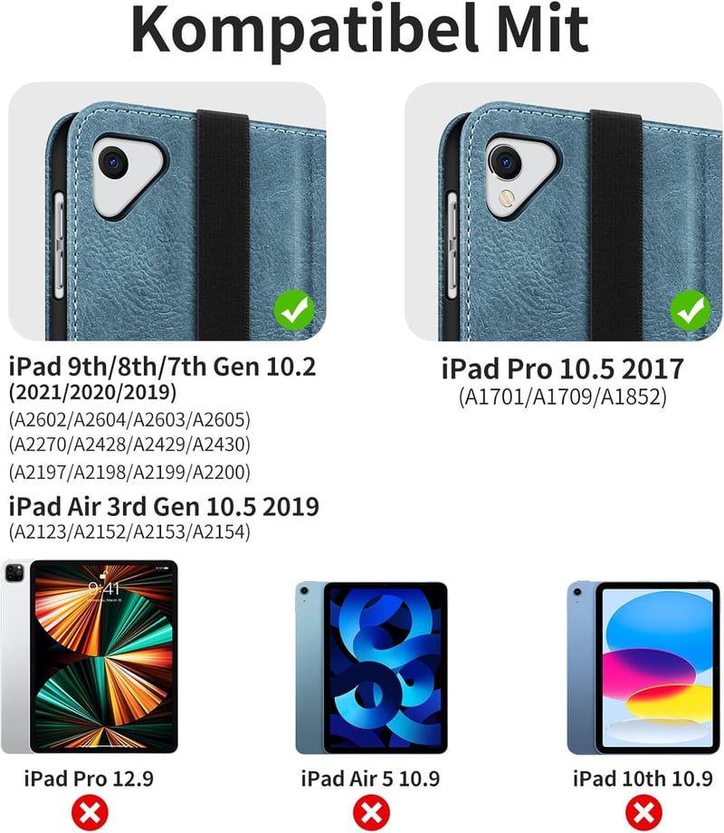 HOLIMET iPad 10.2" Tok 9/8/7 Generációhoz (2021/2020/2019) Tolltartóval - PU Bőr Védőtok, Vékony TPU Hátlap, Automatikus Alvás/Ébresztés, Ál