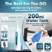 Nicwell Elektromos Szájzuhany IPX7 Vízálló Fogköztisztító - 5 Fej, 4 Üzemmód, USB Tölthető, Kék Fogápolási Készülék Utazáshoz 4