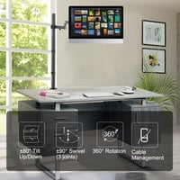 Bracwiser Állítható Monitorkar - 800mm Magas Asztali Monitortartó 13-32" Képernyőkhöz - VESA 75/100 Kompatibilis - Fekete Acél Konzol 2