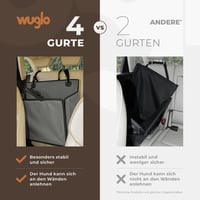 WUGLO Extra Stabil Autós Kutyaülés - Megerősített Falú Vízálló Kutyaülés Kis és Közepes Kutyáknak 4 Rögzítőpánttal - Hátsó Ülésre (L Méret,  - l, gray 3