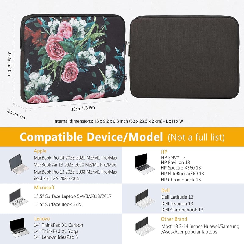 HYZUO 13,3-14 Colos Laptop Tok MacBook Pro 14 M2/M1 Pro/Max, Surface Laptop 5, MacBook Air 13 Készülékekhez, Kiegészítő Táskával, Fekete Vir