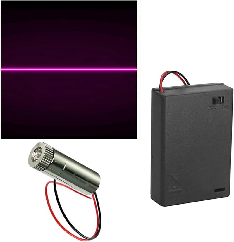 CTRICALVER 405 nm Lila Lézer Modul Fémházas Vonallézer 3-5V Működési Feszültséggel, Műanyag Lencsével és AA Elemtartóval, Fekete