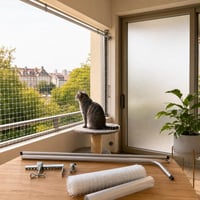 Sada na zabezpečenie balkóna: teleskopická tyč + 10×3 m sieť + matná fólia 1