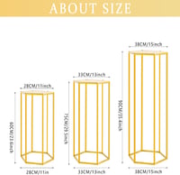LANLONG Arany Henger Virágállvány Szett 3db - 50cm 80cm 100cm Magas Fém Dekorációs Asztal Esküvőre, Rendezvényekre, Partikra 5