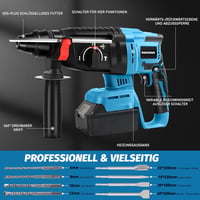 kswiown Akkumulátoros Fúrókalapács Makita 18V Akkumulátorral Kompatibilis - 3,1 Joule, 1150W, 3 Funkciós, Rezgéscsillapítós, LED Világítással 2