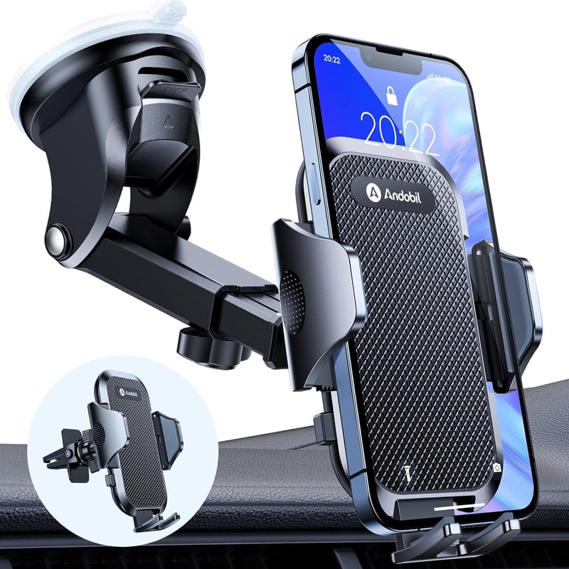 andobil 3 az 1-ben Univerzális Autós Telefontartó - 360° Forgatható, Szélvédőre és Szellőzőrácsra, iPhone Samsung Huawei Készülékekhez