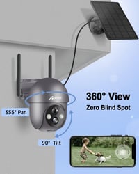 ANRAN 2K Kültéri WiFi Biztonsági Kamera 360° Forgatható Napelemes PIR Mozgásérzékelővel, Reflektorfénnyel, Kétirányú Hanggal, Éjjellátóval,  2