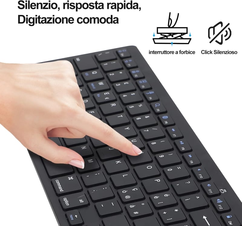 FOGARI Vezeték Nélküli Bluetooth Billentyűzet - Ultravékony, Hordozható, Kompatibilis iPad, Android, Windows, MacOS Eszközökkel, Fekete