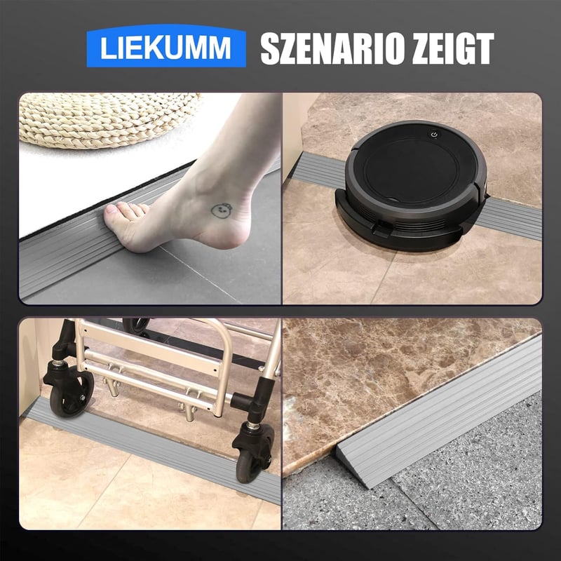 LIEKUMM 800 kg-os PVC küszöbáthidaló rámpa, vágható, kül- és beltérre (szürke)