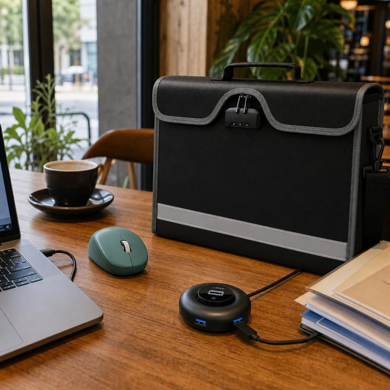 Paket za rad iz kafića: bežični miš + torba za laptop 15,6" + USB hub s 4 porta