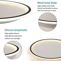 MOONSEA Fekete LED Mennyezeti Lámpa 41,5 cm - Távirányítós, Fényerőszabályozható, 28W, 3000K-6000K Állítható Színhőmérséklet, Hálószobába, K 4