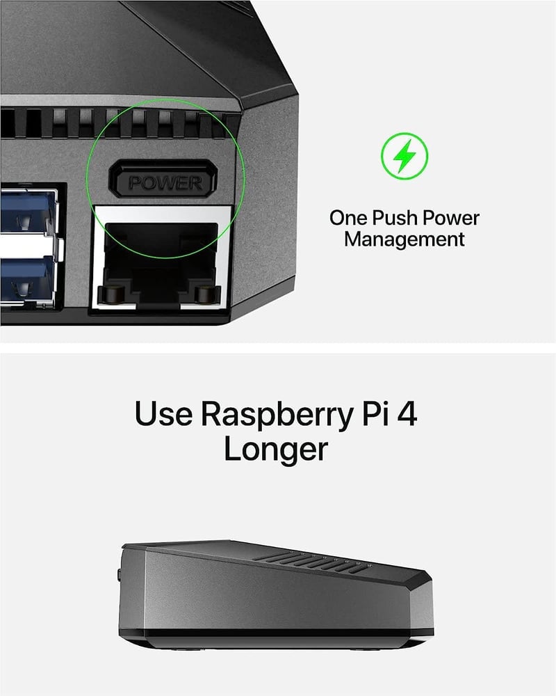 GeeekPi Argon One V2 Alumínium Ház Raspberry Pi 4-hez - Beépített Ventilátorral, Hűtőbordával és Bekapcsoló Gombbal, Retro Játékokhoz