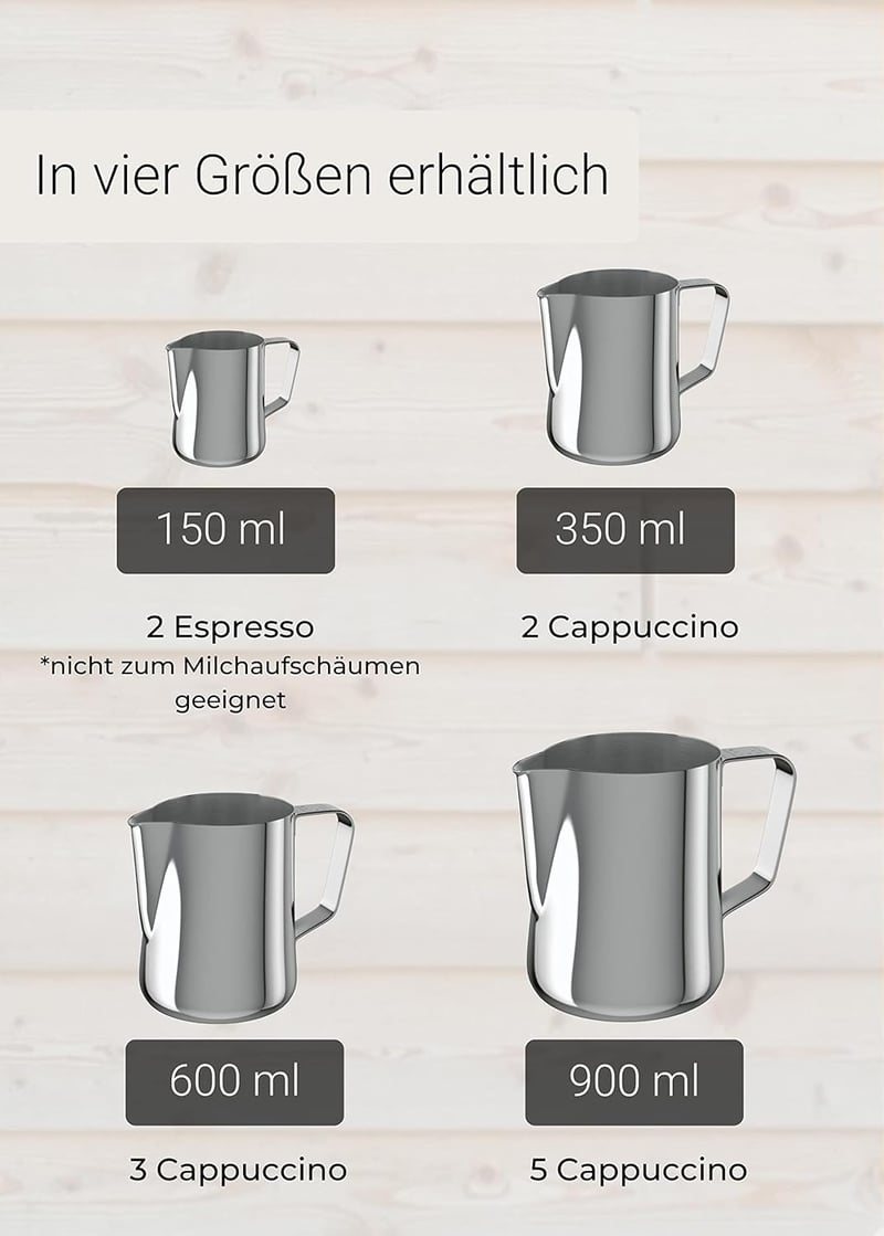 Lambda Coffee Rozsdamentes Acél Barista Tejkiöntő 350 ml - Tejhabosító Kancsó Latte Art Készítéséhez, Mosogatógépben Mosható