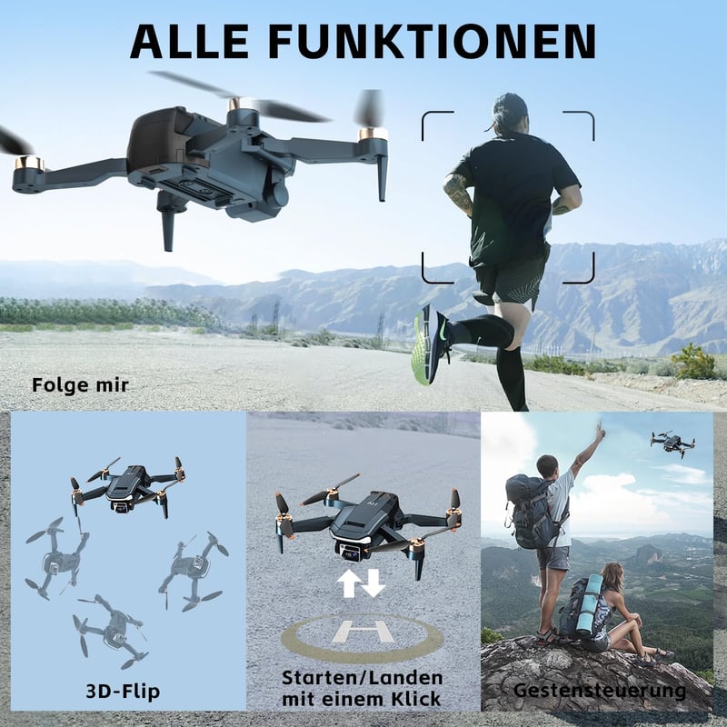 CHUBORY A77 Kefe Nélküli Drón 4K HD Kamerával - 84 Perces Repülési Idő, WiFi FPV Quadcopter Követés Funkcióval, 3 Akkumulátor, Hordtáska, Ke