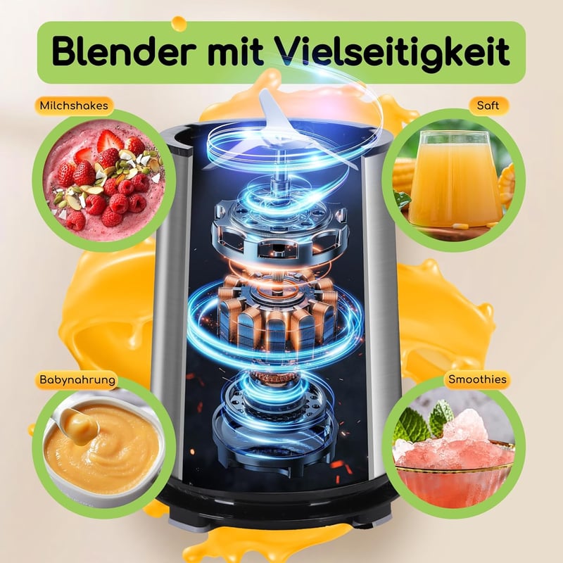 Aigostar Turmixgép 1L Smoothie Készítő, 600ml Palackkal, 350W