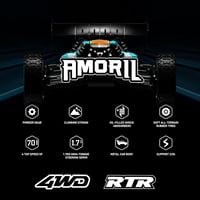 AMORIL 1:14 Távirányítós Autó Felnőtteknek, 70+ km/h Sebességű RC Versenyautó, 4x4 Monster Truck Buggy Olajlengéscsillapítóval, Kék 3