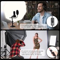 Potaeco Stúdió Világítás Szett 2db Oktogon Softbox LED 150W Távirányítóval Állítható Állvánnyal Fotózáshoz Videózáshoz 6