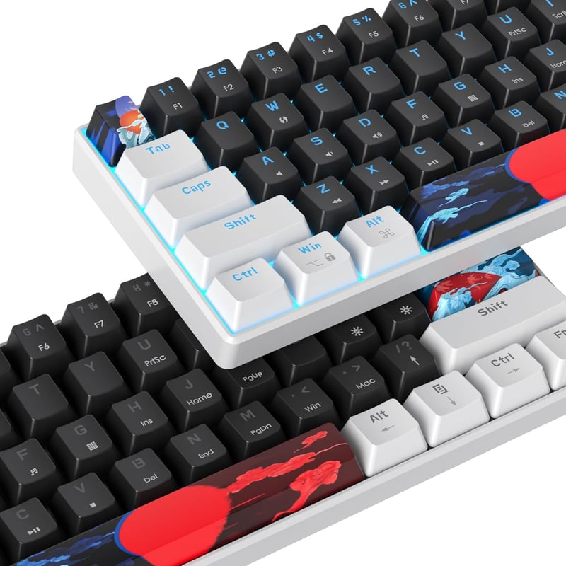 SOLIDEE 61 gombos kompakt mechanikus gamer billentyűzet, piros kapcsolókkal, LED háttérvilágítással, PS5/PS4/Xbox
