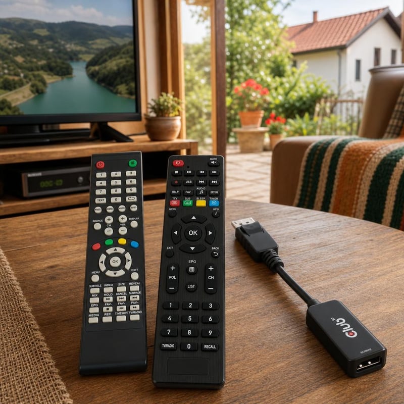 Multimedijalni set: univerzalni TV daljinski + dekoder daljinski + aktivni DP-HDMI adapter